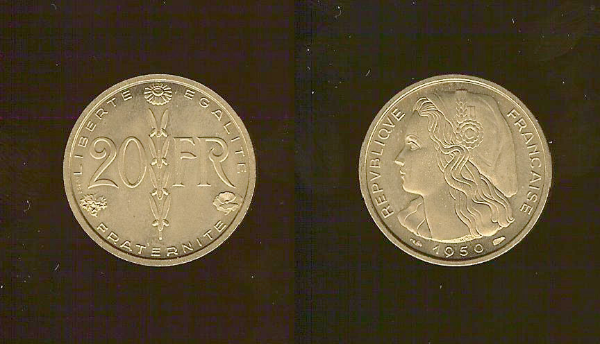 20 francs Trial coin Simon 1950 BU
